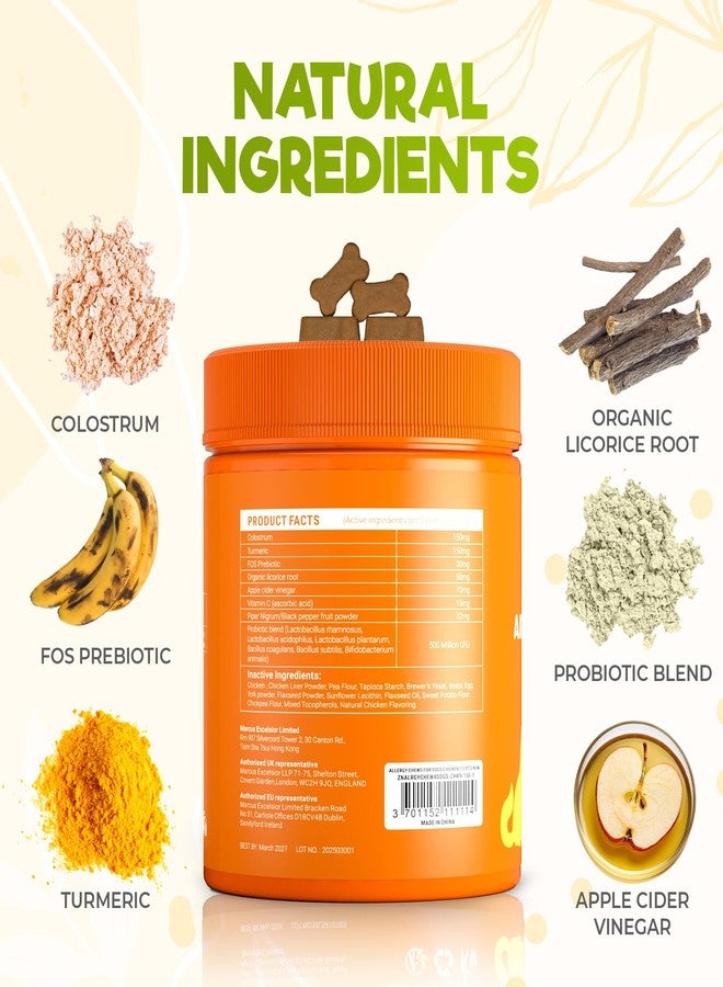 ZENO Dog Allergy Chews 150Pcs - Dog Supplements for Itchy Skin and Paw Licking - Canine Allergy Relief - US Formula with Probiotics, Natural Ingredients & Vitamins - Chicken - Image 3